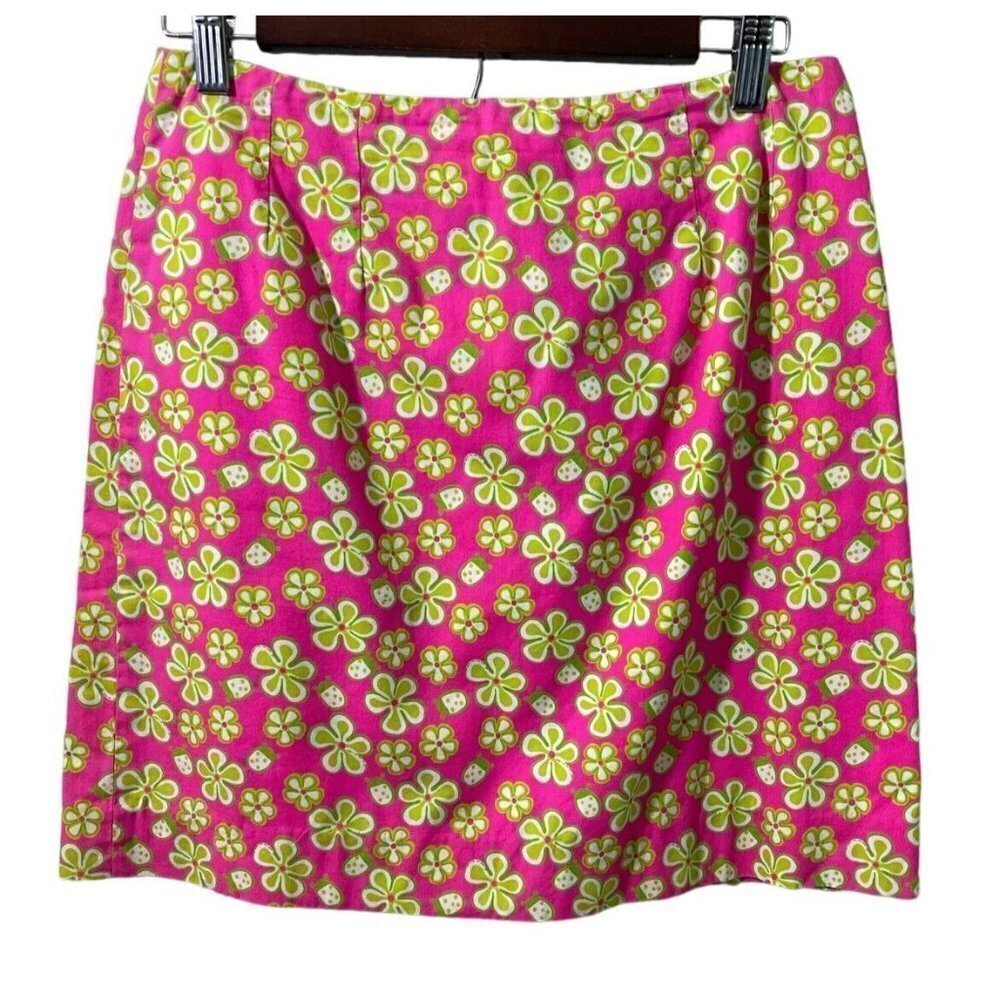 Lilly Pulitzer Vintage Dune Buggy Cotton Mini‎ Skirt Hot Pink 6